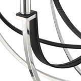 Sussex 29-inch 6-light Polished Nickel and Black Faux Leather Chandelier