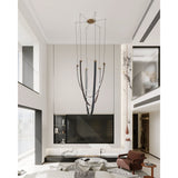 Ayers 43-inch 3-light Champagne Gold with Black and Brown Faux Leather 5CCT LED Chandelier