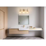 Andrea 24-inch 3-light Champagne Gold Vanity Light with Clear Ribbed Glass Shades