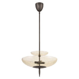 Fiorello 21-inch 4-light Forged Bronze Convertible Pendant with Smoked Amber Glass Shades