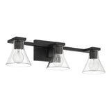 Gilford 24-inch 3-light Matte Black Vanity Light with Clear Glass Shades