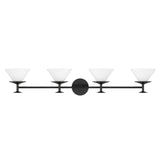 Tremolo 42-inch 4-light Matte Black and Champagne Gold Vanity Light with Etched Opal Glass