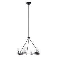 Jared 30-inch 6-light Matte Black Chandelier with Clear Glass Shades