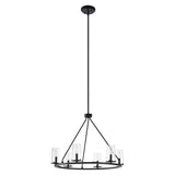 Jared 30-inch 6-light Matte Black Chandelier with Clear Glass Shades