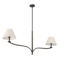 Bethany 56-inch 2-light Forged Bronze Linear Chandelier with Natural Linen Shades