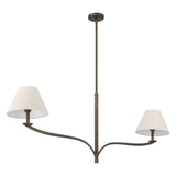 Bethany 56-inch 2-light Forged Bronze Linear Chandelier with Natural Linen Shades