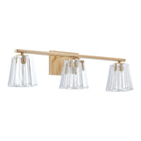 Valentin 24-inch 3-light Champagne Gold Vanity Light with Clear Pressed Glass Shades