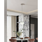 Solstice 22-inch Polished Nickel 5CCT LED Convertible Pendant with Opal Ribbed Glass Shade