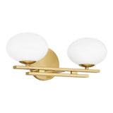 Julep 16-inch 2-light Brushed Gold Vanity Light with Opal Glass Shades