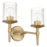 Andrea 15-inch 2-light Champagne Gold Vanity Light with Clear Ribbed Glass Shades