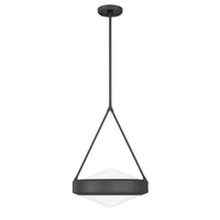 Agate 15-inch 3-light Matte Black Pendant Light with Opal Glass Shade