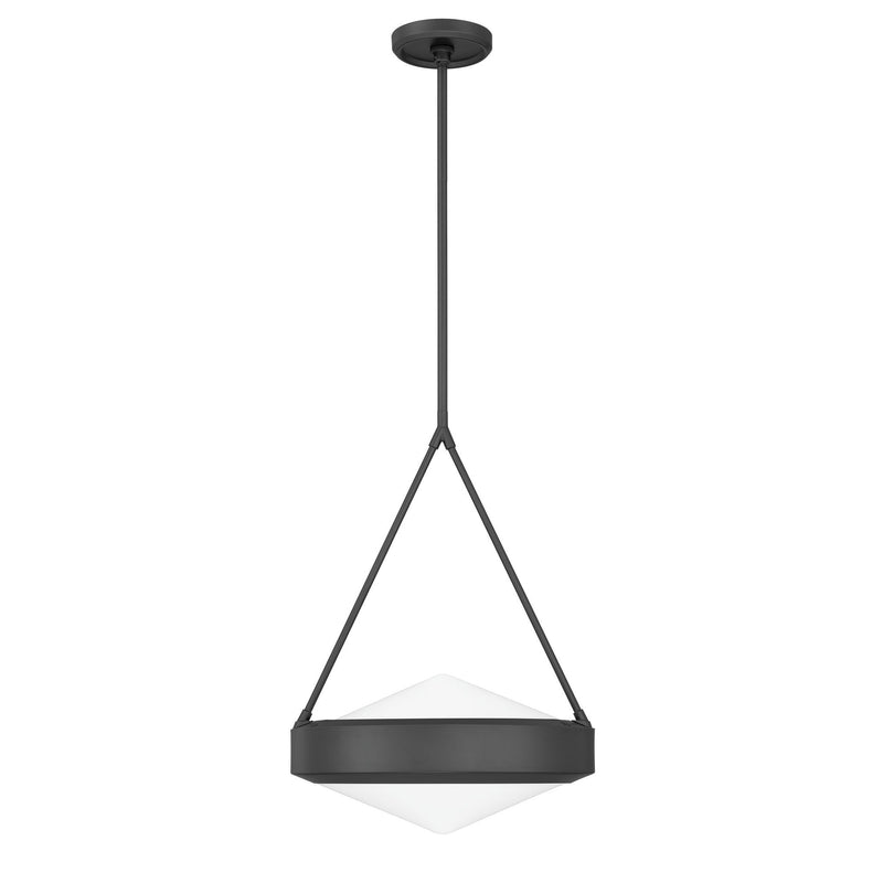 Agate 15-inch 3-light Matte Black Pendant Light with Opal Glass Shade