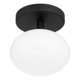 Julep 6-inch 1-light Matte Black Semi-Flush Mount with Opal Glass Shade