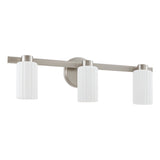 Bedminster 24-inch 3-light Brushed Nickel Vanity Light with Etched Opal Ribbed Glass Shades