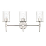 Andrea 24-inch 3-light Polished Nickel Vanity Light with Clear Ribbed Glass Shades