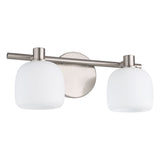 Valentina 15-inch 2-light Brushed Nickel Vanity Light with Etched Opal Glass Shades