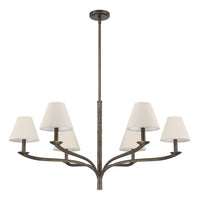 Bethany 42-inch 6-light Forged Bronze Chandelier with Natural Linen Shades