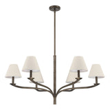Bethany 42-inch 6-light Forged Bronze Chandelier with Natural Linen Shades
