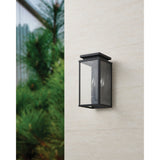 Overton 14-inch 2-light Matte Black Exterior Wall Sconce with Clear Antique Glass