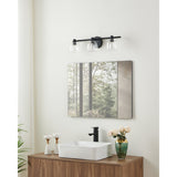 Valentina 24-inch 3-light Matte Black Vanity Light with Clear Glass Shades