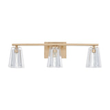 Valentin 24-inch 3-light Champagne Gold Vanity Light with Clear Pressed Glass Shades