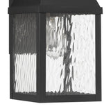 Glencrest 18-inch 1-light Textured Black Exterior Wall Sconce with Clear Water Glass
