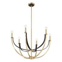 Sussex 29-inch 6-light Champagne Gold and Black Faux Leather Chandelier