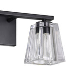Valentin 15-inch 2-light Matte Black Vanity Light with Clear Pressed Glass Shades