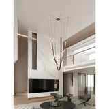 Ayers 59-inch 3-light Champagne Gold with Black and Brown Faux Leather 5CCT LED Chandelier