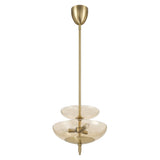 Fiorello 14-inch 3-light Brushed Gold Convertible Pendant with Smoked Amber Glass Shades