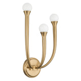 Dahlia 18-inch 3-light Brass Wall Sconce with Opal Glass Shades