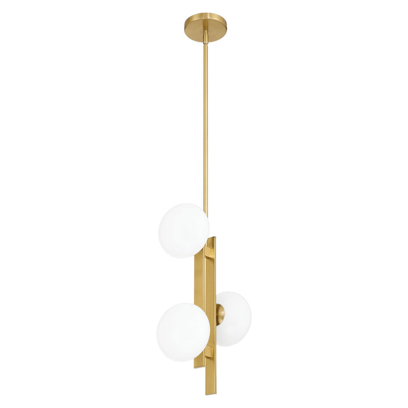 Julep 12-inch 3-light Brushed Gold Pendant Light with Opal Glass Shades