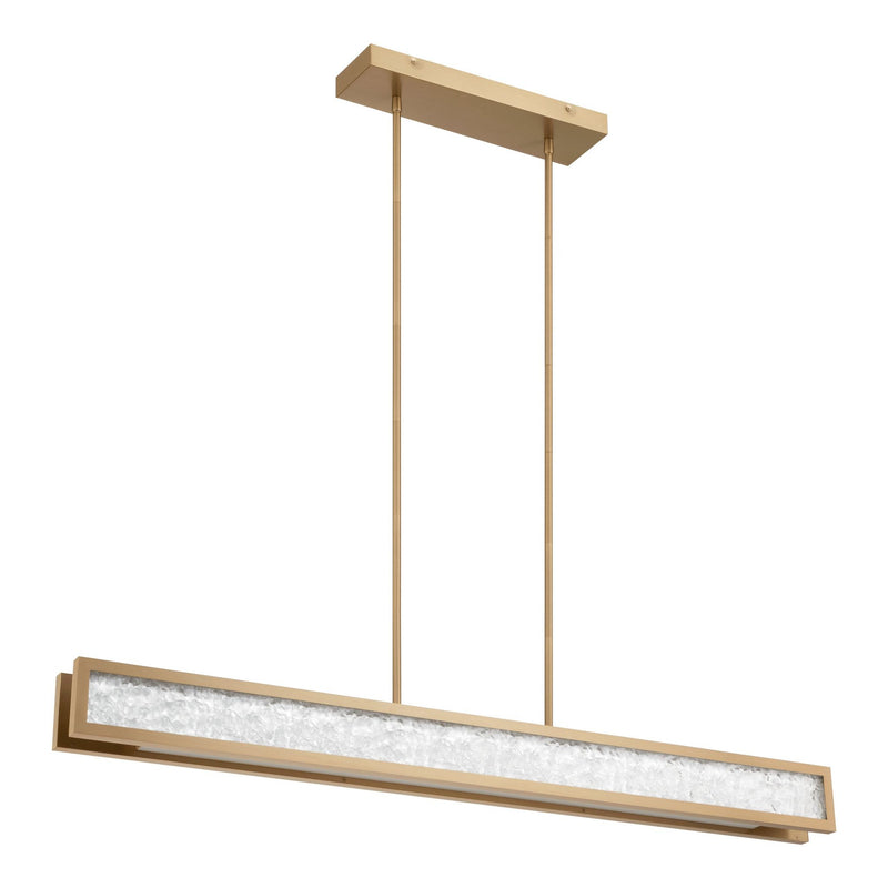 Courtney 48-inch Champagne Gold 5CCT LED Linear Chandelier with Clear Water Glass