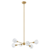 Helena 32-inch 6-light Brushed Gold Chandelier with Clear Acrylic Shades