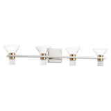 Blake 35-inch 8-light Polished Nickel and Champagne Gold 5CCT LED Vanity Light with Clear and Clear Ribbed Glass
