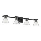 Gilford 33-inch 4-light Matte Black Vanity Light with Clear Glass Shades