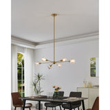 Helena 42-inch 6-light Brushed Gold Chandelier with Clear Acrylic Shades