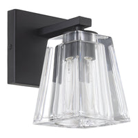Valentin 4-inch 1-light Matte Black Vanity Light with Clear Pressed Glass Shade