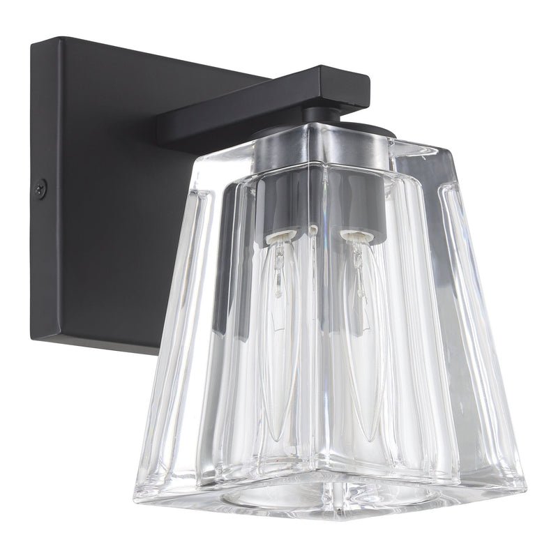 Valentin 4-inch 1-light Matte Black Vanity Light with Clear Pressed Glass Shade