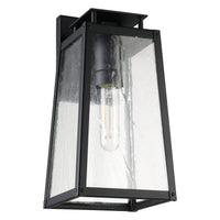 Salford 13-inch 1-light Matte Black Exterior Wall Sconce with Clear Antique Glass