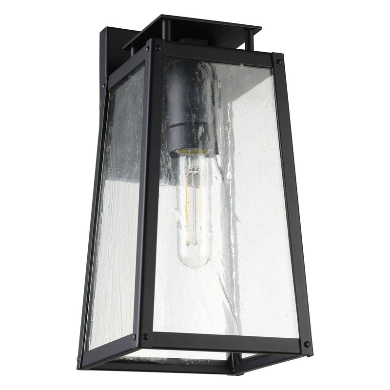 Salford 13-inch 1-light Matte Black Exterior Wall Sconce with Clear Antique Glass