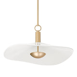 Novella 24-inch Polished Gold LED Convertible Pendant with White Glazed Ceramic Shade