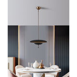 Sinclair 20-inch Champagne Gold and Black Faux Leather 5CCT LED Convertible Pendant