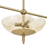 Fiorello 54-inch 9-light Brushed Gold Linear Chandelier with Smoked Amber Glass Shades