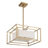 Abbey 18-inch 4-light Brass Convertible Pendant with Cream Cotton Rope Shade