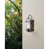 Taplow 16-inch 1-light Weathered Zinc Exterior Wall Sconce with Clear Seeded Glass Shade