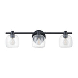 Valentina 24-inch 3-light Matte Black Vanity Light with Clear Glass Shades