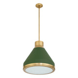 Doyle 18-inch 1-light Natural Brass Pendant Light with Matte Green Metal Shade