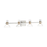Blake 35-inch 8-light Polished Nickel and Champagne Gold 5CCT LED Vanity Light with Clear and Clear Ribbed Glass