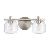 Valentina 15-inch 2-light Brushed Nickel Vanity Light with Clear Glass Shades